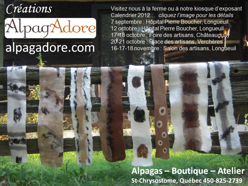 AlpagAdore - Foulards feutrés en alpaga - Felted alpaca scarves